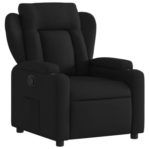 KOIECETA Massagesessel Relaxsessel Sessel mit Liegefunktion Fernsehsessel Verstellbare Rückenlehne Liegesessel Ruhesessel TV Sessel Polstersessel Schwarz Stoff von KOIECETA