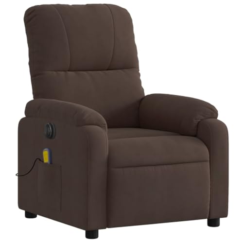 KOIECETA Massagesessel Sessel Elektrisch Relaxsessel mit Liegefunktion Vibrationsfunktion Fernsehsessel Liegesessel Braun Mikrofasergewebe von KOIECETA
