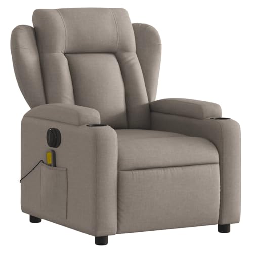 KOIECETA Massagesessel Sessel Elektrisch Relaxsessel mit Liegefunktion Vibrationsfunktion TV Sessel Fernsehsessel Liegesessel Ruhesessel für Wohnzimmer Taupe Stoff von KOIECETA