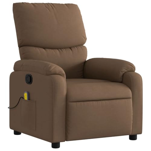 KOIECETA Massagesessel Sessel Verstellbare Rückenlehne Fernsehsessel Relaxsessel mit Vibrationsfunktion Liegesessel Polstersessel Ruhesessel Braun Stoff von KOIECETA