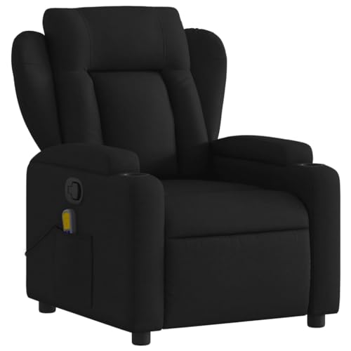 KOIECETA Massagesessel Sessel Verstellbare Rückenlehne Fernsehsessel Relaxsessel mit Vibrationsfunktion Liegesessel Polstersessel Ruhesessel Schwarz Stoff TV Sessel von KOIECETA