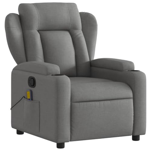 KOIECETA Massagesessel Sessel Verstellbare Rückenlehne Fernsehsessel Relaxsessel mit Vibrationsfunktion Liegesessel Polstersessel Ruhesessel TV Sessel Dunkelgrau Stoff von KOIECETA