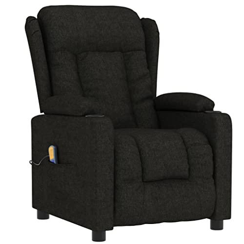 KOIECETA Massagesessel Verstellbar Sessel mit Heizung Relaxsessel mit Liegefunktion Vibrationsfunktion Fernsehsessel Liegesessel Schwarz Stoff von KOIECETA