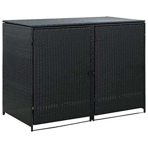 KOIECETA Mülltonnenbox 2er Poly Rattan Gerätebox Müllbox Mülltonnenverkleidung von KOIECETA