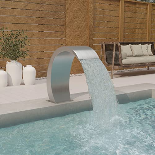 KOIECETA Pool-Wasserfall Schwalldusche Mit LED Edelstahl Schwallbrause Pool Wasserschwall Schwimmbad Wasserfontäne Wasserspiel Schwimmbecken Pool Fontäne mit Zubehör von KOIECETA