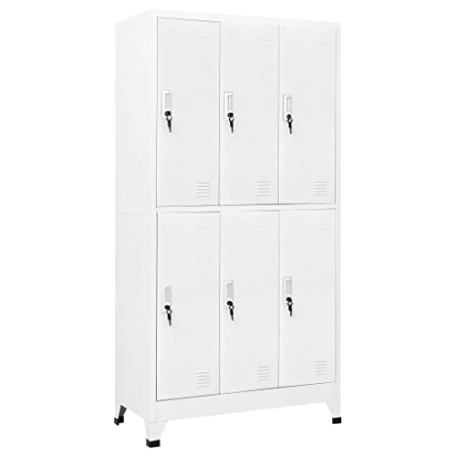 KOIECETA Schließfachschrank Umkleideschrank Wertfachschrank Metallspind (Grau, mit 6 Schließfächern/90 x 45 x 180 cm) von KOIECETA