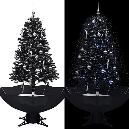 KOIECETA Schneiender Weihnachtsbaum mit Schirmfuß Schneefall Künstlich Tannenbaum Christbaum Kunstbaum Dekobaum Weihnachten Dekoration Schwarz 170cm PVC von KOIECETA