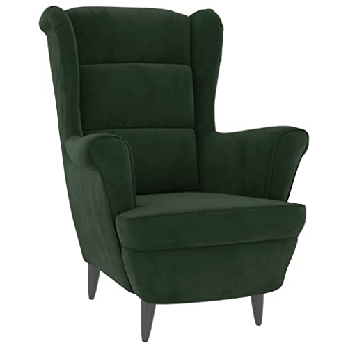 KOIECETA Sessel Ohrensessel Loungesessel Fernsehsessel Relaxsessel Wohnzimmersessel Moderner Bequemer Armsessel Polstersessel Lounge Dunkelgrün Samt von KOIECETA