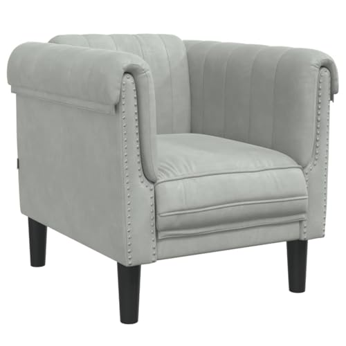 KOIECETA Sessel Polstersessel mit Stützbeinen Relaxsessel Sofa für Wohnzimmer Loungesessel Fernsehsessel Polstersofa Modern Hellgrau Samt von KOIECETA