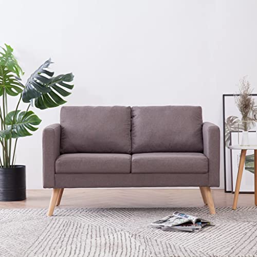 KOIECETA Sofa 2-Sitzer mit Rückenkissen Sitzkissen Zweisitzer Polstersofa Loungesofa Lounge Stoffsofa Sitzmöbel Wohnzimmer Stoff Holzrahmen Taupe von KOIECETA