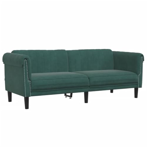 KOIECETA Sofa 3-Sitzer Couch mit Armlehnen Rückenlehne Stützbeine Loungesofa für Wohnzimmer Polstersofa Sofagarnitur Modern Dunkelgrün Samt von KOIECETA