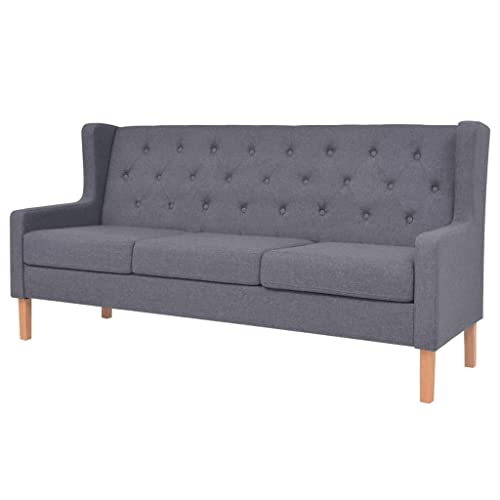 KOIECETA Sofa 3-Sitzer Dreisitzer Stoffsofa Polstersofa Loungesofa Couch Polstermöbel Wohnzimmersofa Designsofa Stoff Grau Holzgestell von KOIECETA