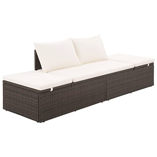 KOIECETA Sonnenliege Poly Rattan Braun Gartenliege Liegestuhl Relaxliege Liege von KOIECETA