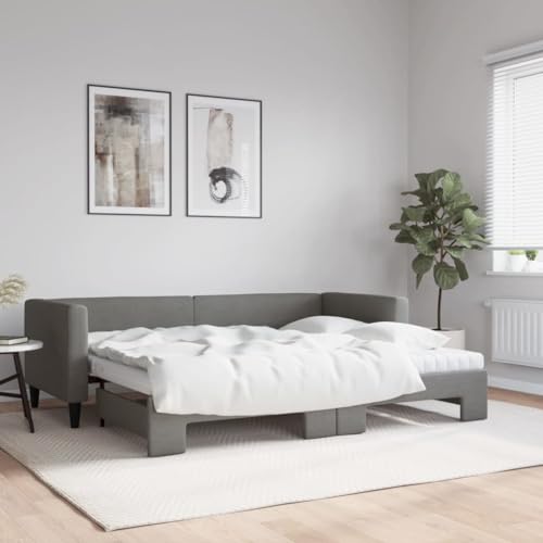 KOIECETA Tagesbett mit Bettkasten & Matratze Dunkelgrau 223 x 90 x 68 cm Stoff von KOIECETA