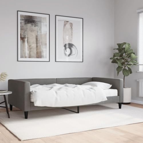 KOIECETA Tagesbett mit Matratze Dunkelgrau 223 x 110 x 68 cm Stoff von KOIECETA