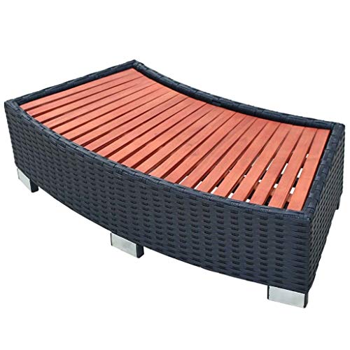 KOIECETA Whirlpool Einstieg Trittstufe Treppe Whirlpooltreppe Pool Einstiegstreppe Einstiegshilfe Outdoor Poly Rattan 92x45x25cm Schwarz von KOIECETA