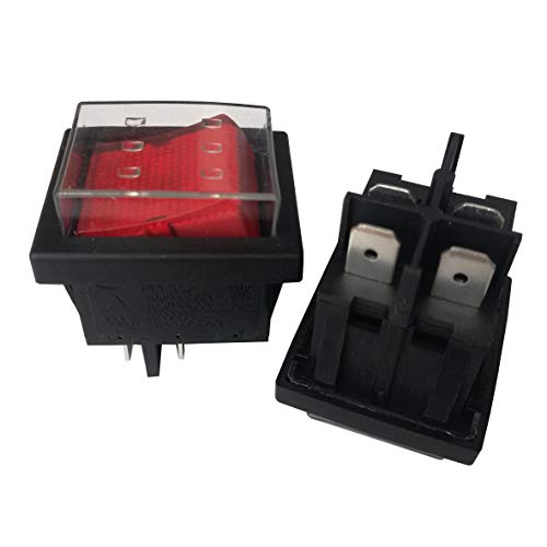 Druckschalter Ein Aus, Schalter Ein/Aus-Taste, 2 Stück HY12 4 Pin 10A 125 / 250V Wasserdichte Industrielle Elektrische Kippschalter mit Druckknopf für Elektrowerkzeug 6.3 Tab von KOINEN
