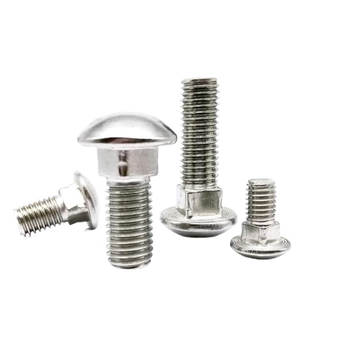 Quadratische Kopfschrauben, M4 M5 M6 M8 M10 M12 A2-70 304 Edelstahl GB12 Regal Schreibtisch Möbel Rundkopf Vierkanthals Schraube (10 mm, 10 Stück M4)(45mm,10pcs M4) von KOINEN