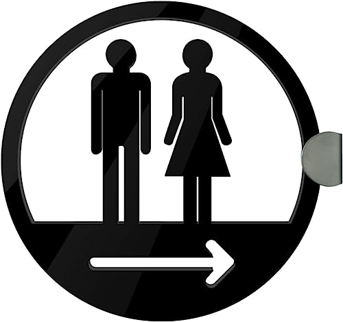 Toilettenschild, Toilettenschild, Toilettentürschild, runde Badezimmertürschilder mit Pfeil, Montagezubehör, for Büro, Restaurants, Hotels, Supermarkt (Farbe: B) (Farbe: B, Größe: 30 x 30 cm) ( Color von KOINEN