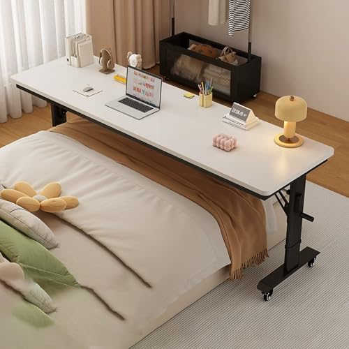 Überbetttisch, höhenverstellbarer Überbetttisch, Überbetttisch for Zuhause for Laptop, mobiler Schreibtisch for Krankenhausbetten, rollbarer Betttisch mit Rädern, Überbetttisch for Schlafzimmer.(White von KOINEN