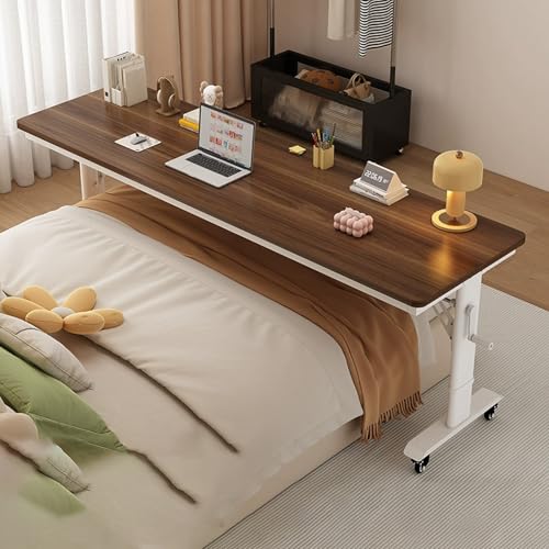 Überbetttisch, höhenverstellbarer Überbetttisch, Überbetttisch for Zuhause for Laptop, mobiler Schreibtisch for Krankenhausbetten, rollbarer Betttisch mit Rädern, Überbetttisch for Schlafzimmer.(Brown von KOINEN