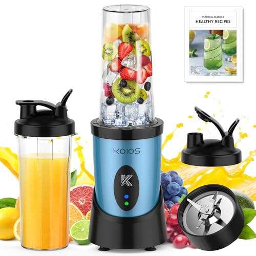 KOIOS Personal Smoothie Blender, Peak 900W Shake Mixer für Küche Smoothies und Milchshakes, mit 2 tragbaren To-Go-Bechern mit Deckel, 4-Blatt-Klinge, Blau KOIOS Personal Smoothie Blender, Peak 900W Shake Mixer für Küche Smoothies und Milchshakes, mit 2 tragbaren To-Go-Bechern mit Deckel, 4-Blatt-Klinge, Blau von KOIOS