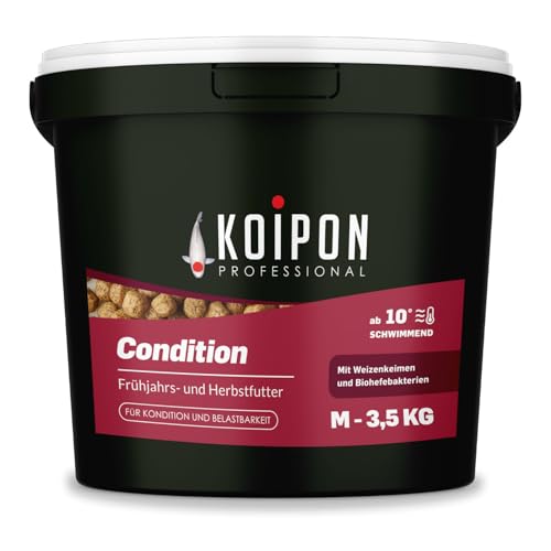 KOIPON Condition 1,75 kg 3mm Fischfutter Pellets Frühjahr & Herbst schwimmend, Teichfutter für japanische Koi, Koifutter als Goldfischfutter geeignet von KOIPON