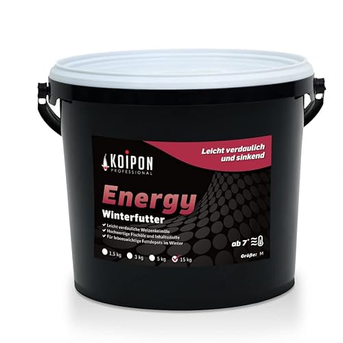 KOIPON Energy 15 kg Fischfutter Winter sinkend, Teichfutter 6mm Pellets für japanische Koi, Koifutter als Goldfischfutter und Winterfutter geeignet von KOIPON