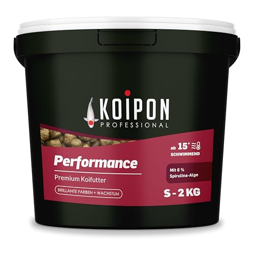 KOIPON Performance Koifutter Sommer für Farbe, schwimmend, 6% Spirulina, Teichfutter 3 oder 6 mm Pellets, Koifutter als Goldfischfutter geeignet (2kg (3mm Pellets)) von KOIPON