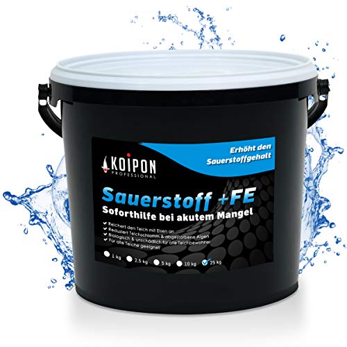 KOIPON Sauerstoff +FE 25kg Aktivsauerstoff | Erhöht den Sauerstoffgehalt im Teich | Soforthilfe bei akutem Sauerstoffmangel von KOIPON