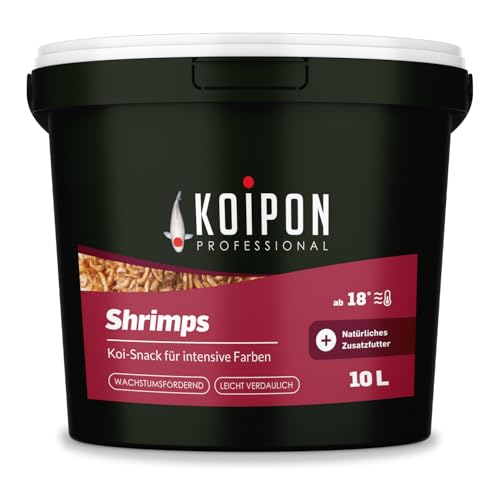 KOIPON Shrimps getrocknet 10 L, Naturfutter ergänzend zu Koifutter für japanische Koi & Goldfischfutter, Koifutter Leckerli Handfütterung von KOIPON