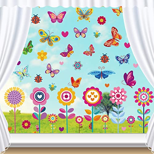 109 Stück Bunt Schmetterlinge Fensteraufkleber, Fensterbilder Frühling Selbstklebend, Fenstersticker Schmetterling, Frühling Fenster Klammert Blumen Schmetterling für Kinderzimmer Kinder (A) von KOIROI