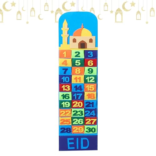 Eid Mubarak Countdown-Kalender Filz, Ramadan Countdown Kalender, Eid Mubarak Hängen 30 Tage Kalender, Filz Eid Mubarak Adventskalender, Ramadan Party Dekoration (A) von KOIROI