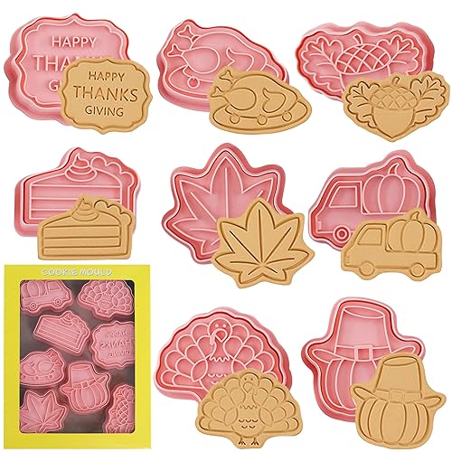 Herbst Ausstecher, 8 Stück Herbst Erntedankfest Ausstechformen Set, Ausstechformen für Kinder Thanksgiving, Kürbis, Ahornblatt, Eichhörnchen, Igel, Mais für Keks Fondant Backen von KOIROI