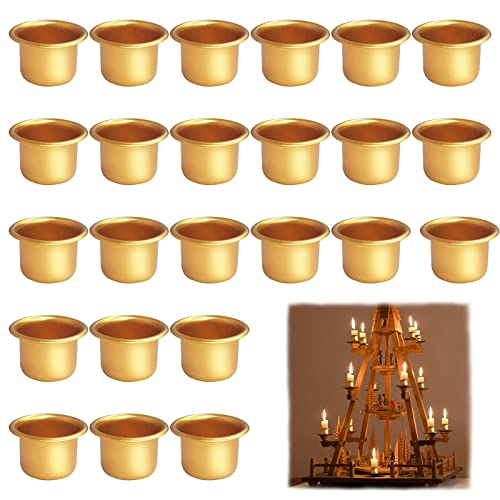 Kerzenhalter, 30 Stück Mini Kerzenhalter, Kerzeneinsätze aus Metall, Stabkerzenhalter Deko, Kerzenleuchter Set, Teelichthalter für Stabkerzen, Baumkerzen, Pyramidenkerzen, Puppenkerzen(Golden) von KOIROI