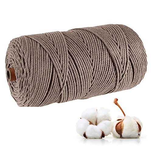 Makramee Garn 3 mm x 100 m Baumwollgarn Baumwollkordel Kordel-Strickarbeiten Kettgarn Baumwollschnur Macrame Garn, Wand Aufhängung Pflanze Aufhänger, DIY Basteln Katzenhängematte (Braun) von KOIROI