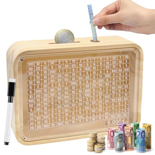 Sparbox Holz, Spardose aus Holz, Spardose mit Zähler, Wiederverwendbare Sparbox mit Zahlen Ankreuzen, Spar Box mit Klare Platte, Retro Sparbüchse, Spardose mit Sparziel für Kinder und Erwachsene Sparbox Holz, Spardose aus Holz, Spardose mit Zähler, Wiederverwendbare Sparbox mit Zahlen Ankreuzen, Spar Box mit Klare Platte, Retro Sparbüchse, Spardose mit Sparziel für Kinder und Erwachsene von KOIROI