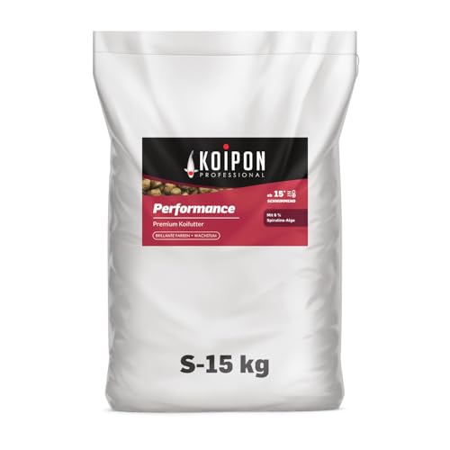 KOIPON Performance Koifutter Sommer für Farbe, schwimmend, 6% Spirulina, Teichfutter 3 oder 6 mm Pellets, Koifutter als Goldfischfutter geeignet (15kg (3mm Pellets)) von KOIPON