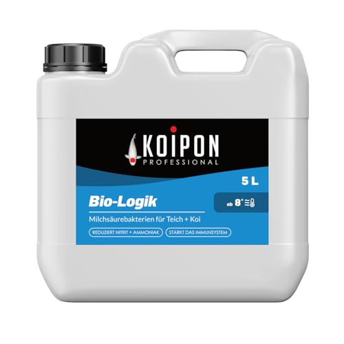 KOIPON Bio-Logik, Teich Milchsäurebakterien 5 l, Teich Bakterien zur Teichpflege vom Gartenteich & Fischteich | Reduziert Ammoniak, Nitrit und Algenwuchs von KOIPON
