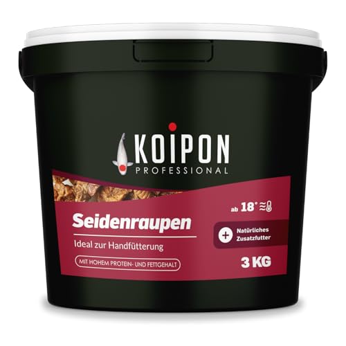 KOIPON Seidenraupen 3 kg getrocknet, Naturfutter ergänzend zu Koifutter für japanische Koi & Goldfische, Fischfutter, Leckerli zur Handfütterung von KOIPON