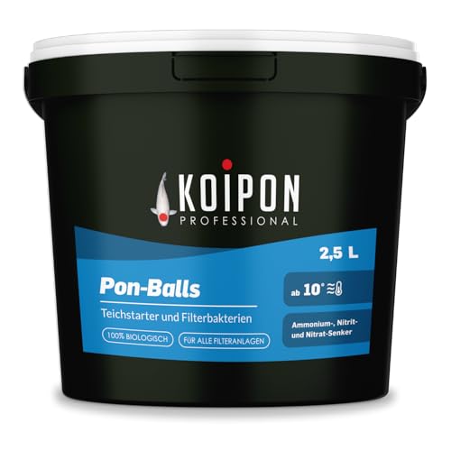 KOIPON Pon-Balls 2,5L Filterstarter | Nitrifizierende Bakterien & Mikroorganismen | Teichstarter | Teichbakterien zur Teichpflege von Gartenteich, Fischteich, Schwimmteich | Filterbakterien-Gelkugeln von KOIPON