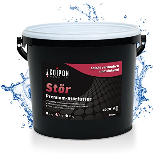 KOIPON Premium Störfutter 6 kg, sinkend, Teichfutter 6mm Pellets für Stör im Gartenteich, Ideal für gemeinsame Haltung mit Koi von KOIPON