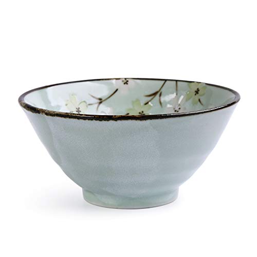 KOIYAKI Japan Porzellan mit grüne Blütenkirsche Schale/Schüssel für Sauce, Obst, Reis, Nachtisch Ø 13cm H. 6.1cm (10024) von KOIYAKI