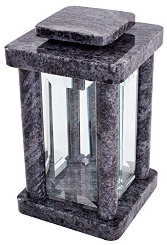 Grab-Lampe Granit Orion Friedhof-Leuchte Grab-Licht eckig modern hochwertig Glas von KOKA