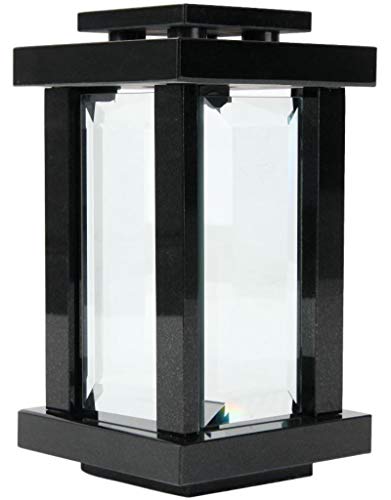 Grab-Lampe Granit Schwedisch Black Friedhof-Leuchte eckig modern hochwertig Glas von KOKA