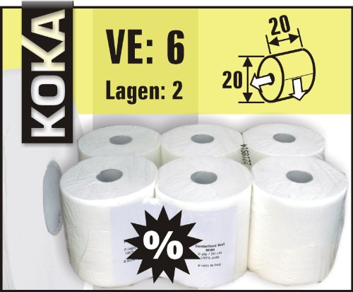 Handtuchrolle 6x Universal weiß, 20 cm, 2-lagig von KOKA