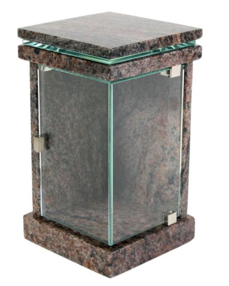 KOKA Dekoobjekt Grab-Lampe Granit Paradiso Friedhofs-Laterne, Grab-Licht, eckig, modern, hochwertig, mit Glastür, witterungsbeständig und robust von KOKA