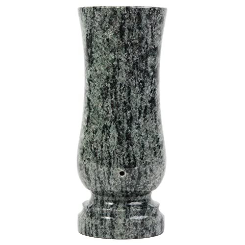 KOKA Grab-Vase Granit Oliven Grün Friedhof-Vase Grab-Schmuck Blumen-Vase Naturstein von KOKA