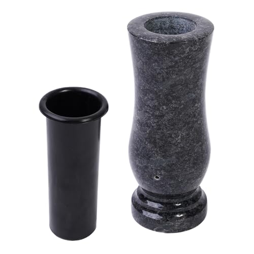 KOKA Grab-Vase Granit Steel Grey Friedhof-Vase Grab-Schmuck Blumen-Vase Handgefertigt von KOKA