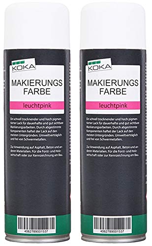 KOKA Markierungsspray Neon Signal-Farbe Forstmakierung 500ml x 2 Leuchtpink von KOKA